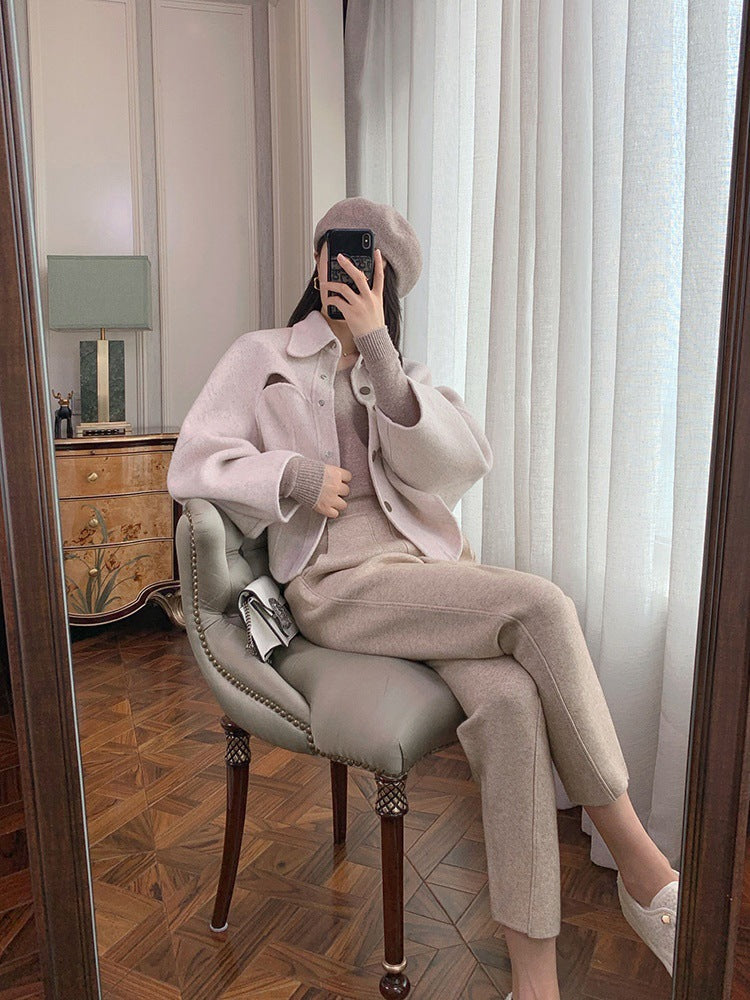 New Spring And Autumn Loose Knitted Straight Leg Trousers