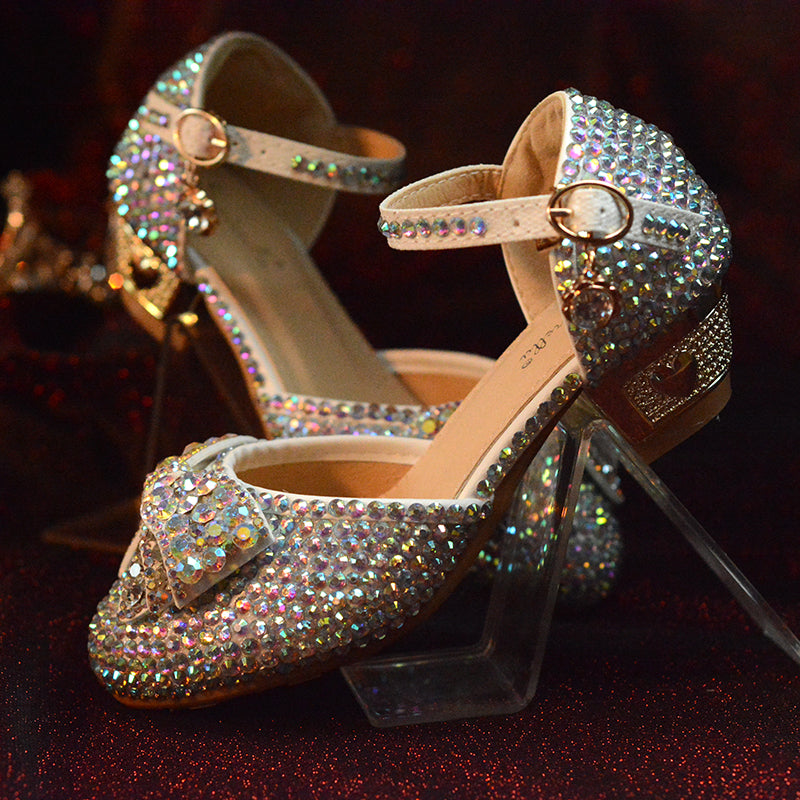 Little Girl Princess Crystal Shoes Flash Host Catwalk Shoes