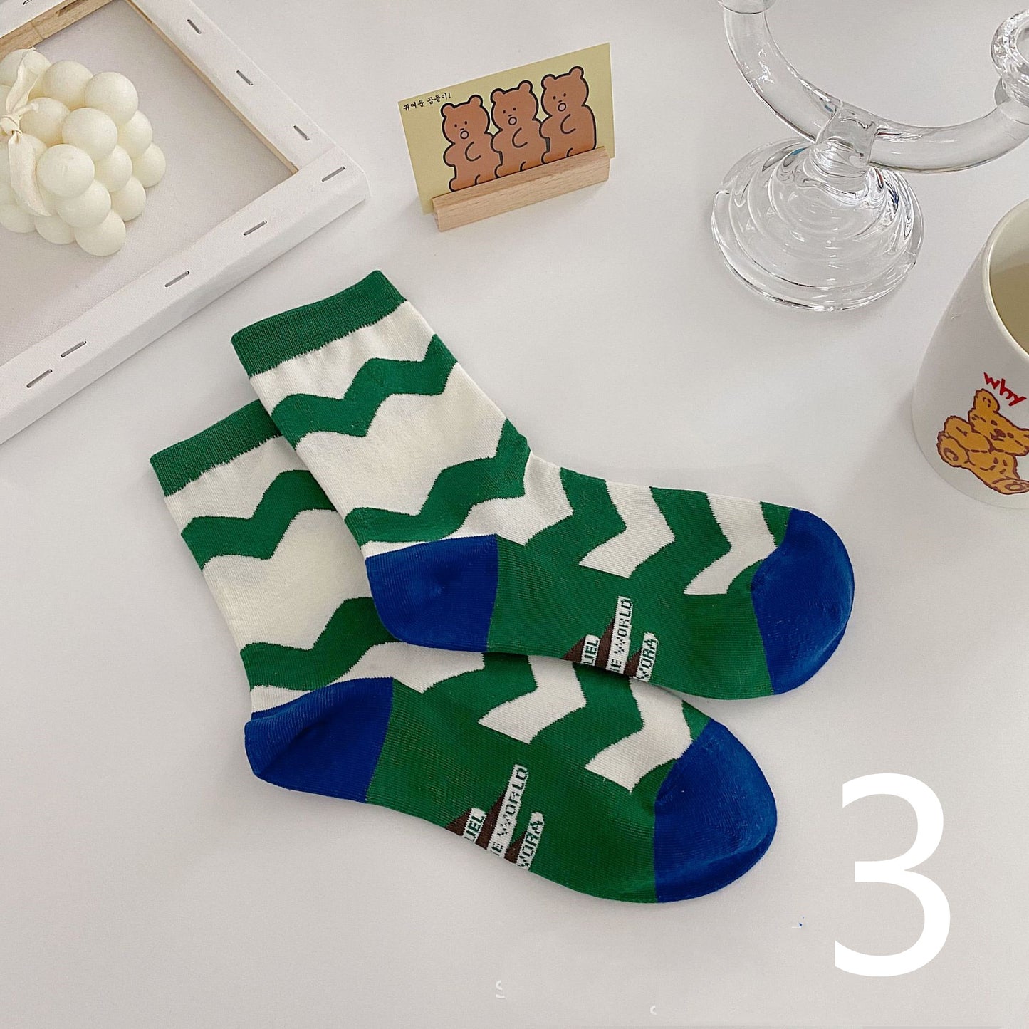 Women's Mid-tube Check Vertical Stripe Socks