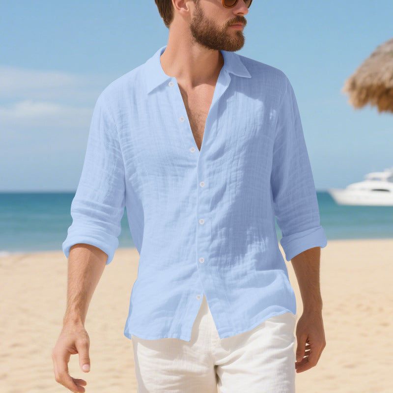 Linen American Style Loose Hawaiian Vacation Casual Shirt
