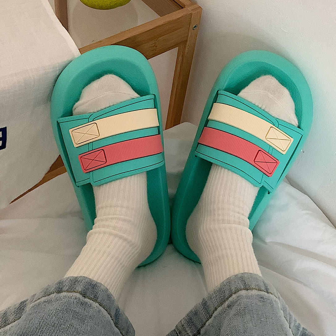 Fashion Outer Wear Thick-soled Striped Beach Shoes Women