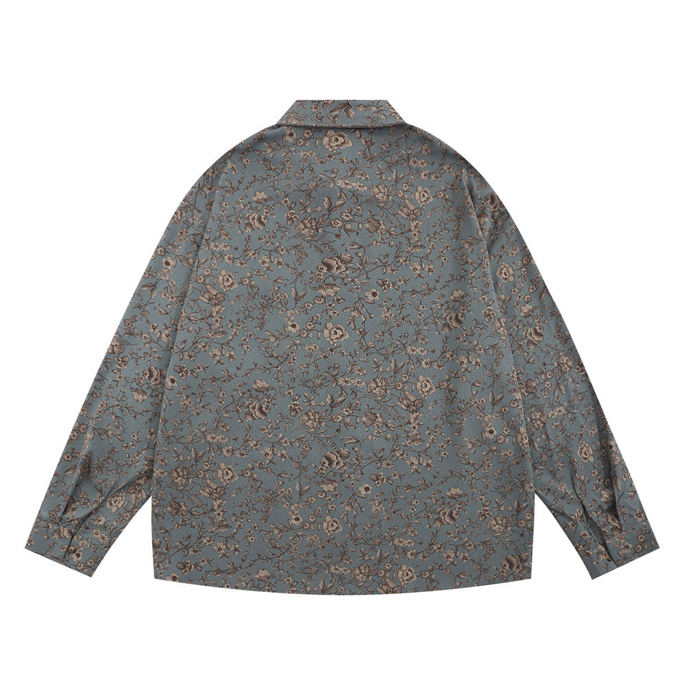 Floral Shirt Men's Loose Casual Polo Collar Cardigan