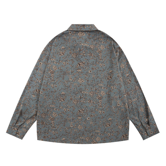 Floral Shirt Men's Loose Casual Polo Collar Cardigan