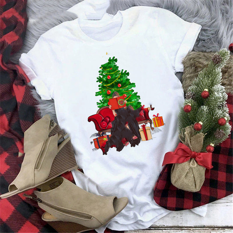 Christmas  Print Girlfriends Red T-Shirt