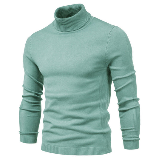 Casual Men's Solid Color Pullover Sweater High Neck