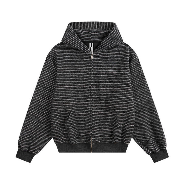 Koreansk Stribet Hætte Cardigan Sweater til Kvinder, Løs og Slankende