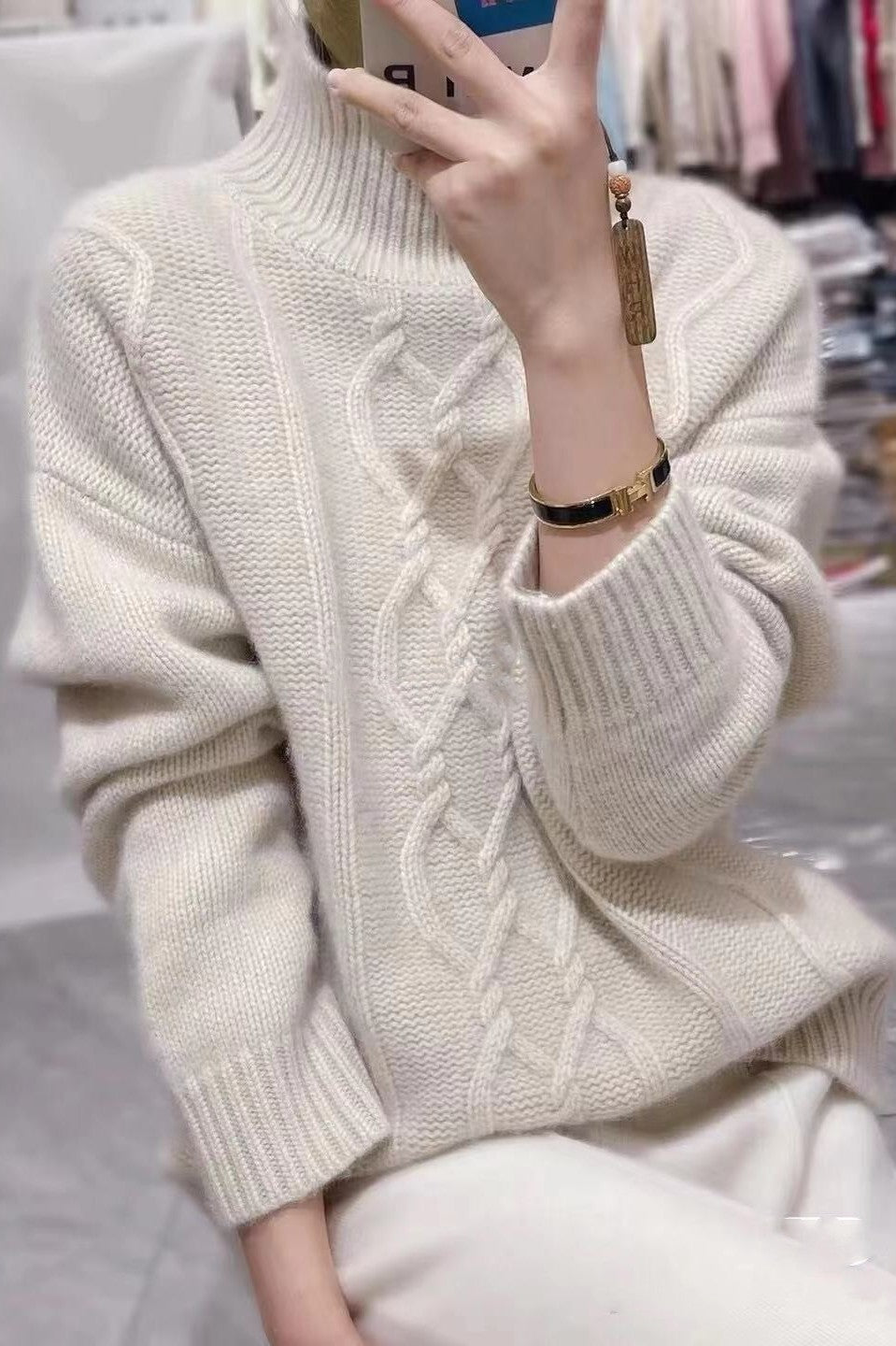 Loose Thick Pullover High Purity Woolen Sweater For Women