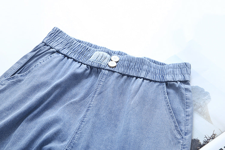 Plump Girls Slimming Loose All-match High Waist Tencel Feet Wide-leg Jeans
