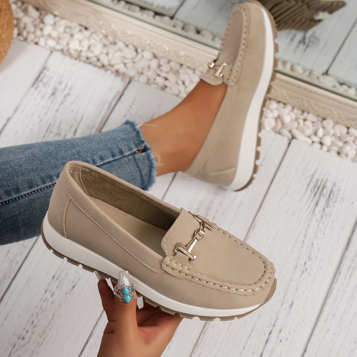 Sko til kvinder skridsikker blød bund loafers casual pumps