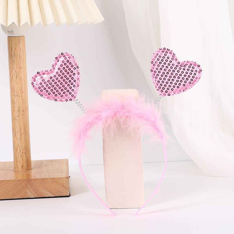 Red Heart Headband Accessories Three-dimensional
