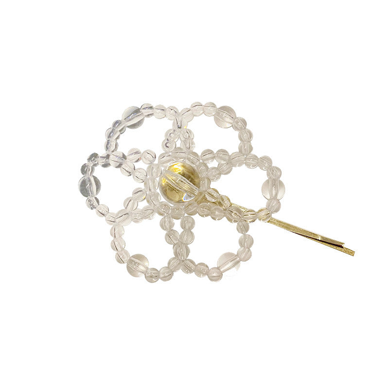 New Crystal Woven Flower Hairpin One Word Clip Hairband