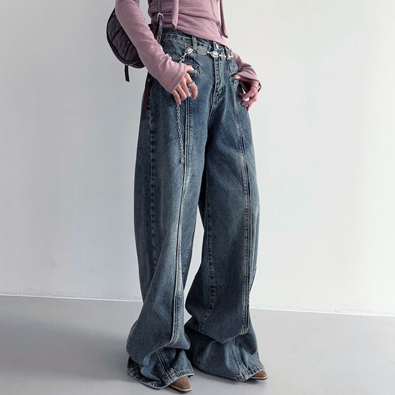 Amerikansk Stil Trend Street Shooting Kvindetøj Slidte Jeans