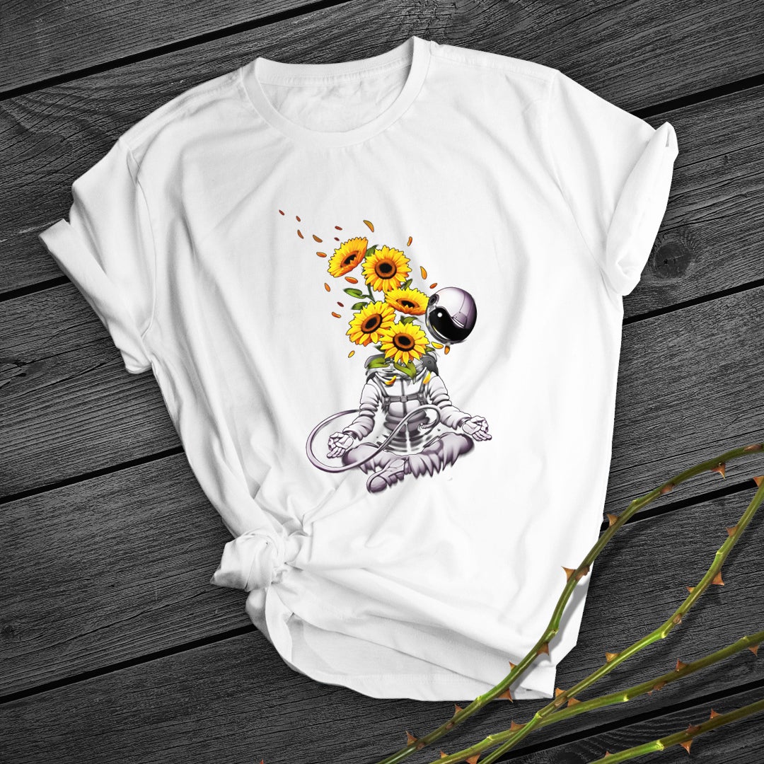 Meditation Astronaut Print Short Sleeve
