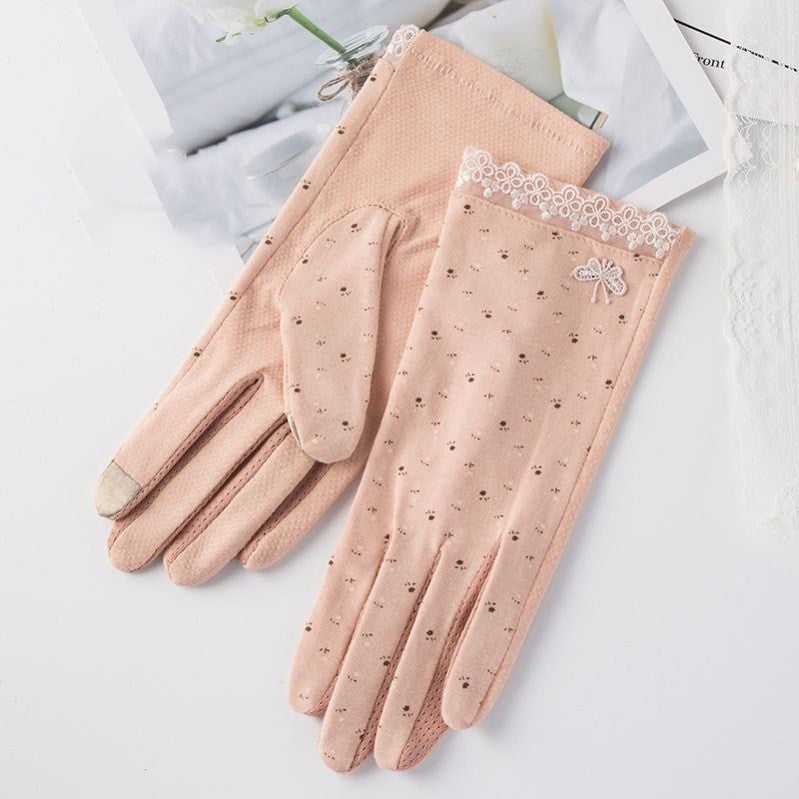 Ladies Summer UV Protection Ice Silk Thin Touch Screen Gloves