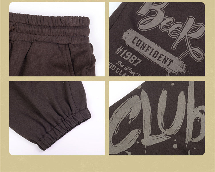 American-style Straight Sweatpants With Tied Feet On The Street