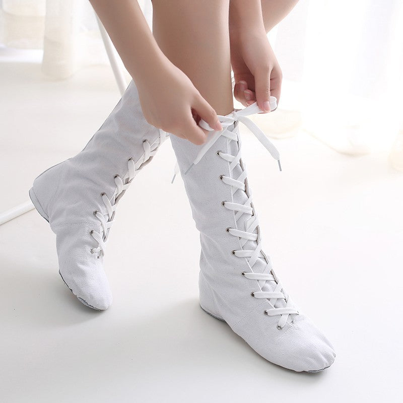 High Top Lengthened Adult Canvas Jazz Boots Soft Sole