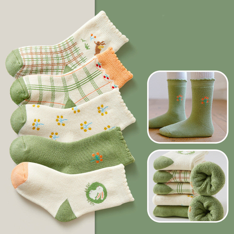 Children's Padded Terry-in-tube Baby Cotton Socks Cartoon Giraffe Towel
