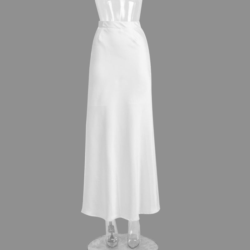 Satin High Waist Sheath Mopping Fishtail Skirt