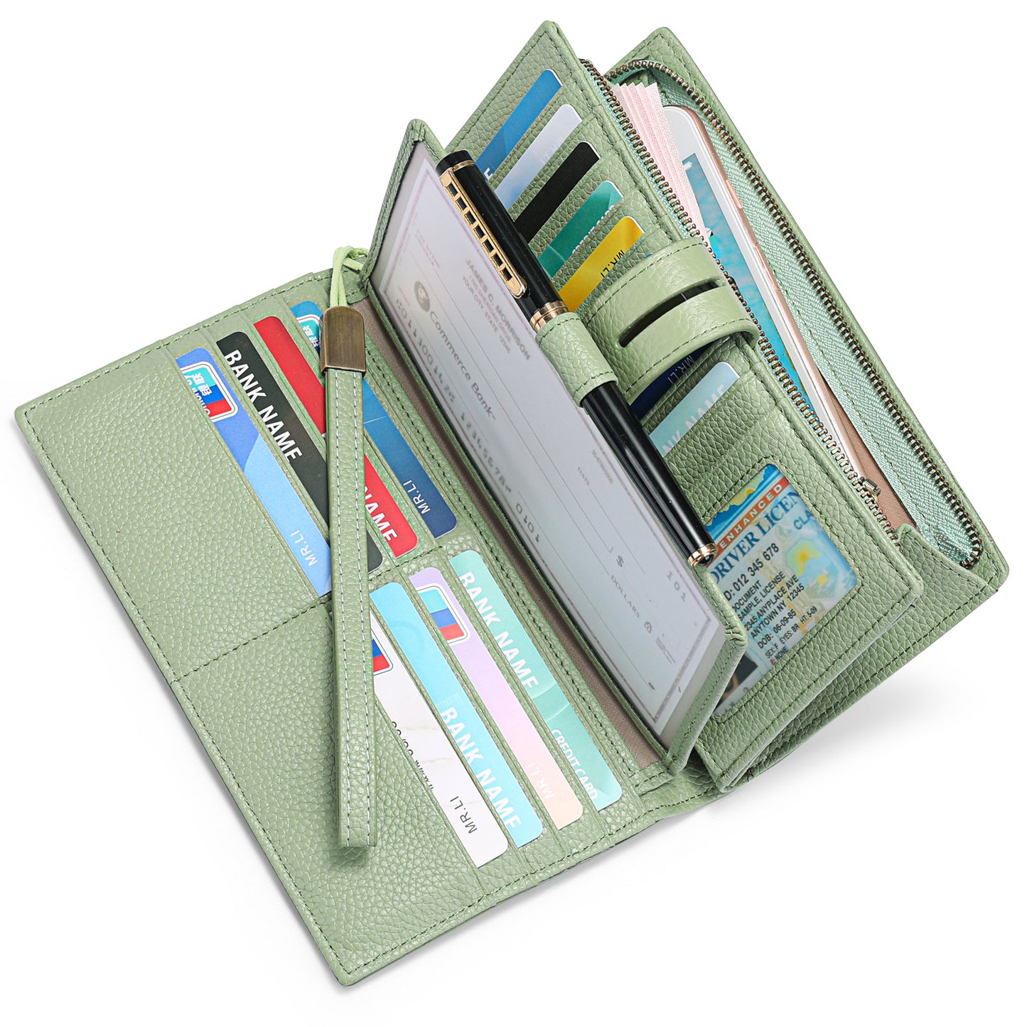 Head Layer Cowhide Long Multi Card Wallet