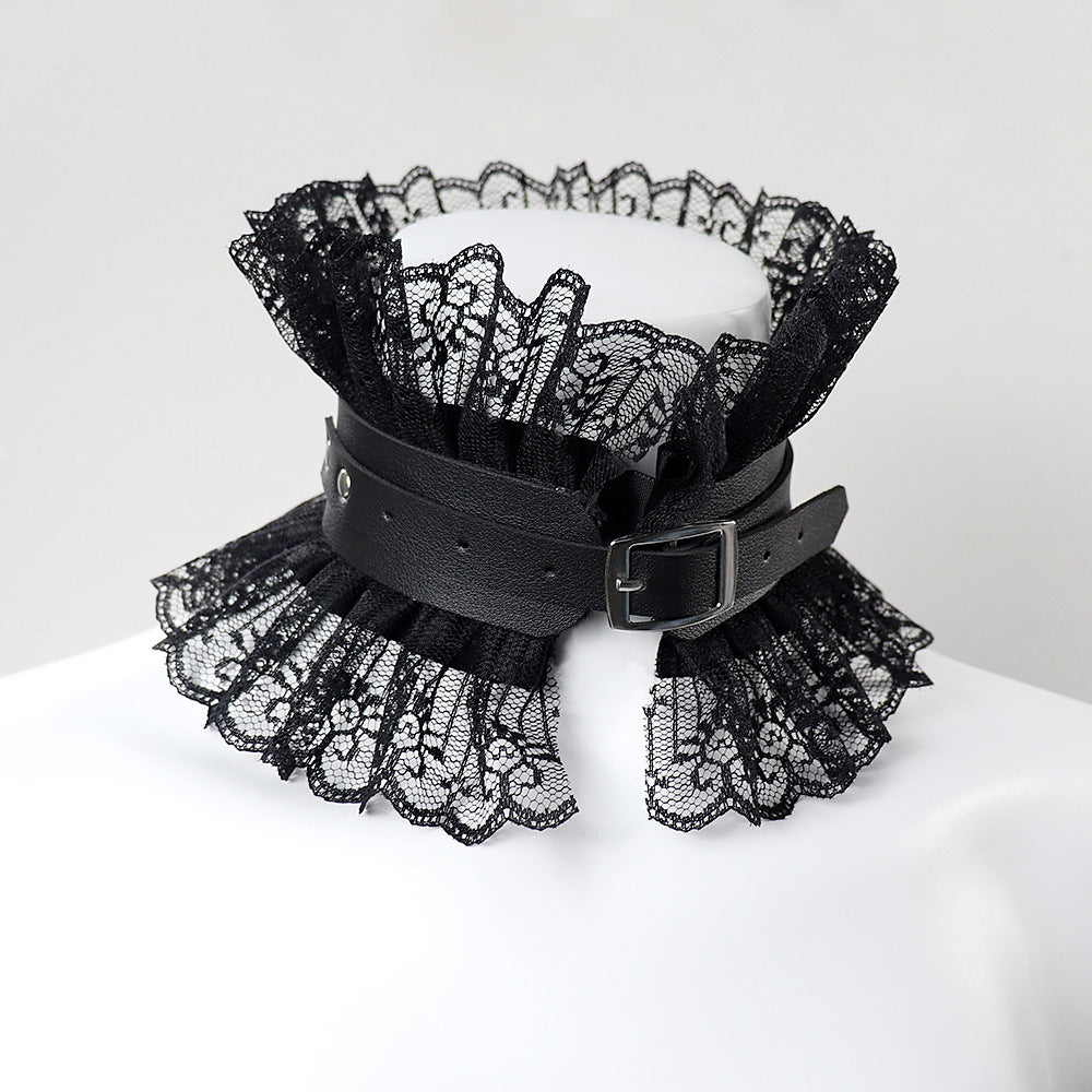 New Black Adjustable Lace Leather Choker