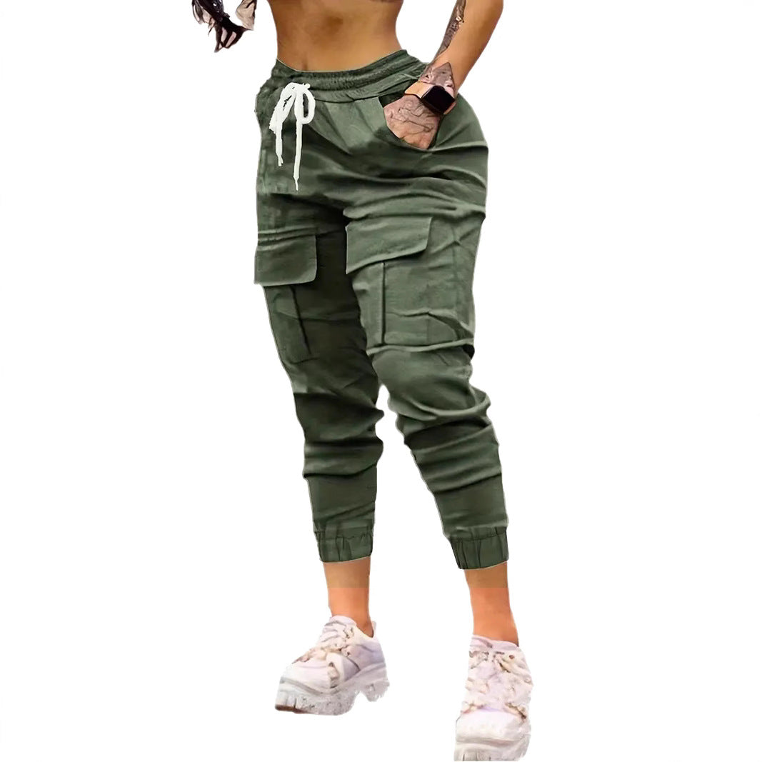 Plus Size Fashion Drawstring Bag Pocket Casual Working Pants