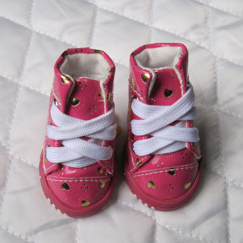 Pet Shoes New Three-color Peach Heart PU Fabric