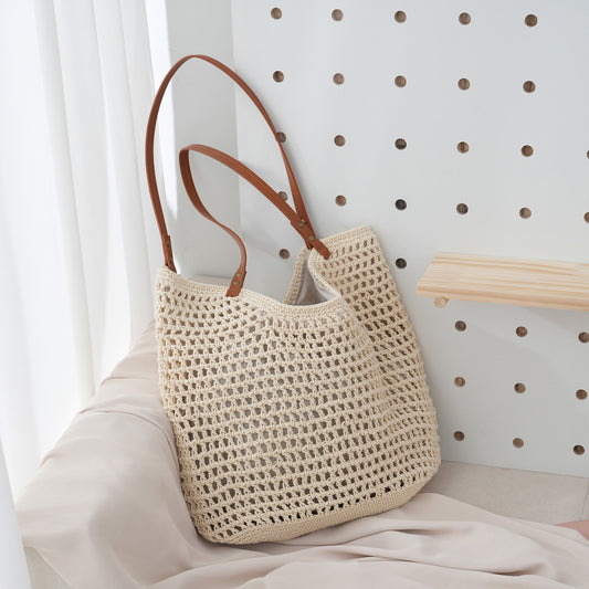Beach Casual Hollow Mesh Woven Lightweight Straw Handbag