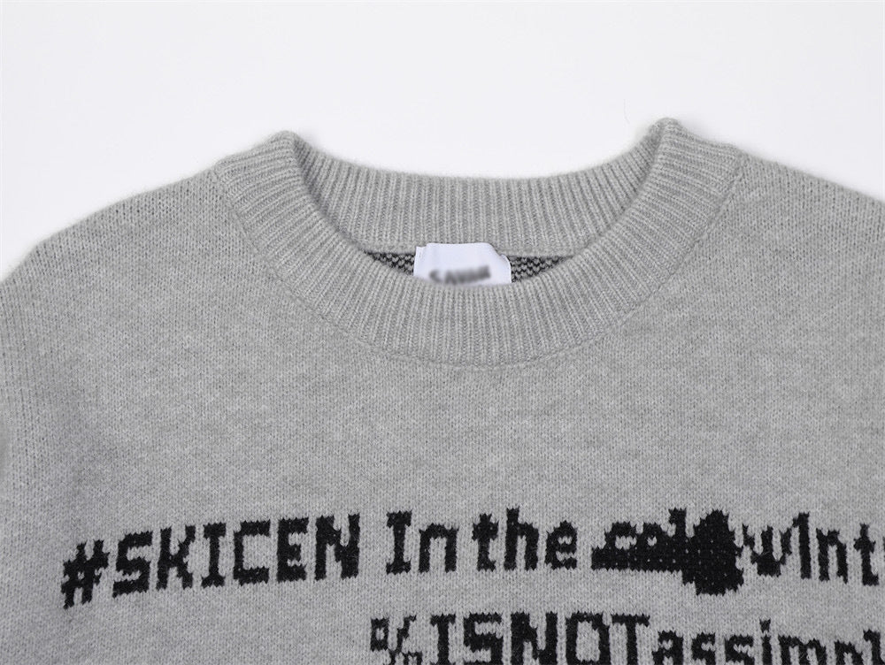 Letter Jacquard Loose-fitting Sweater For Men