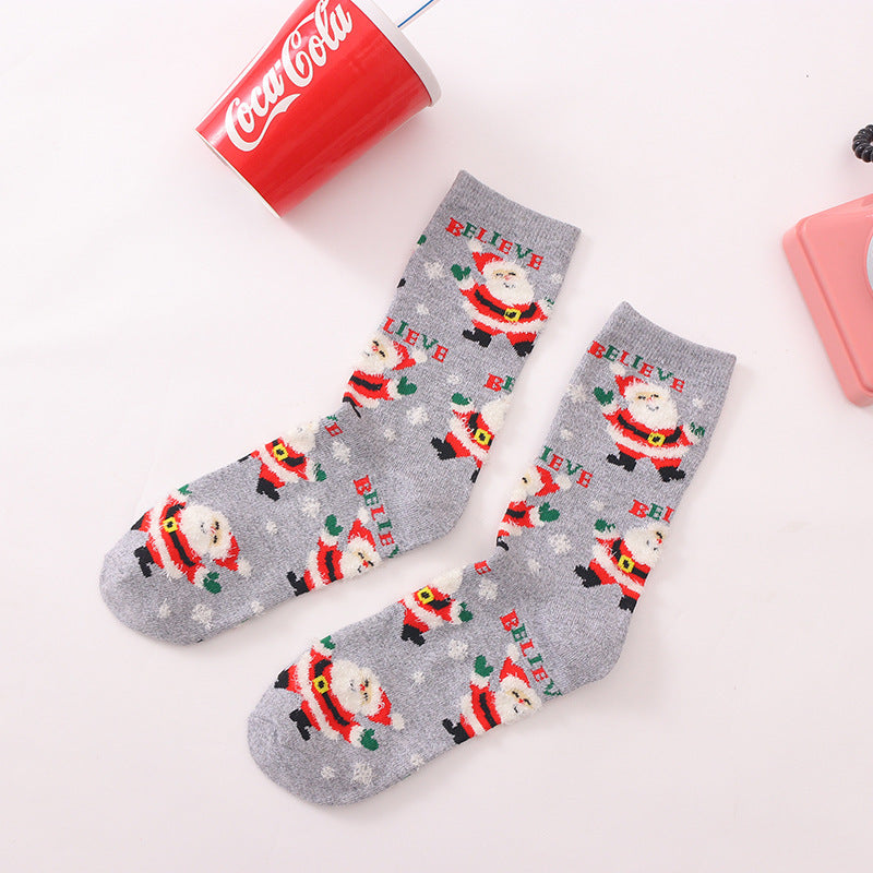 Santa Claus Elk Snowman Medium Tube Socks