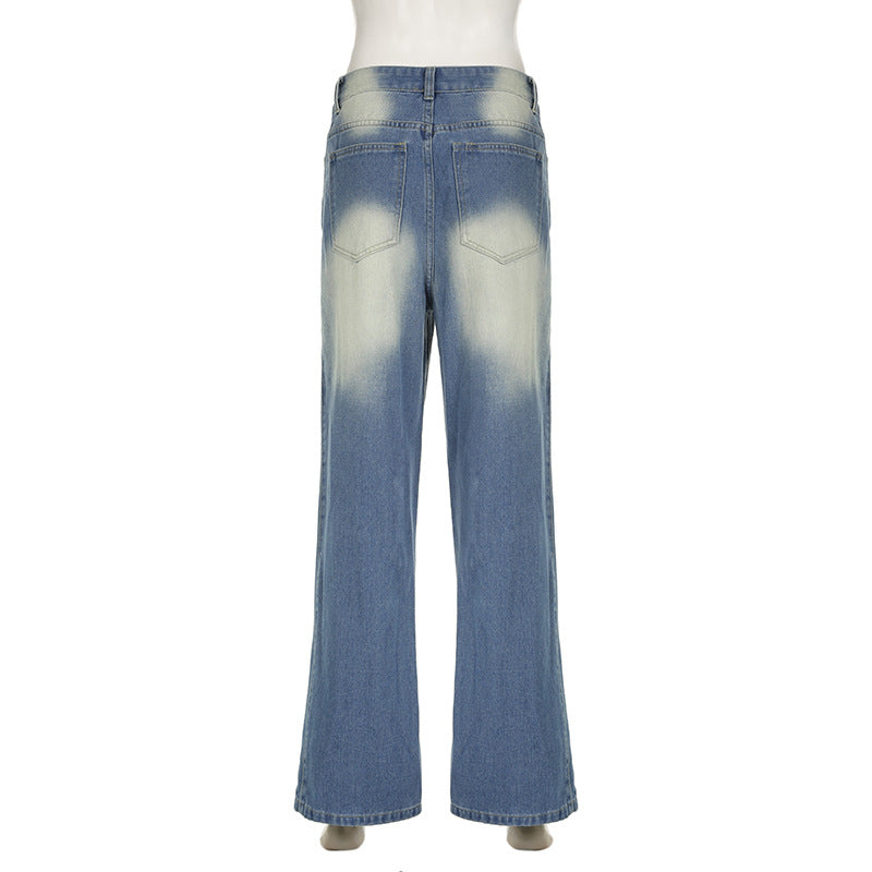 Loose Personality Street Washed And Worn Jeans