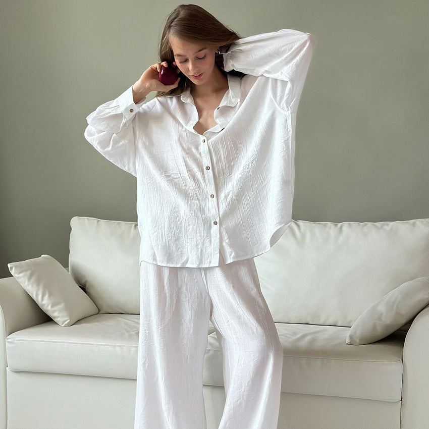 Woven European And American-style Autumnwinter Casual Two-piece Set Featuring Loose-fitting Long-sleeve Pants