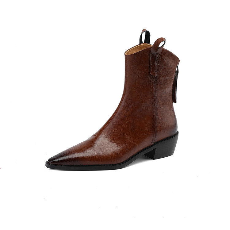 Autumn And Winter New Short Boots Women Pointed Toe Handsome British Style Martin Boots Solid Color