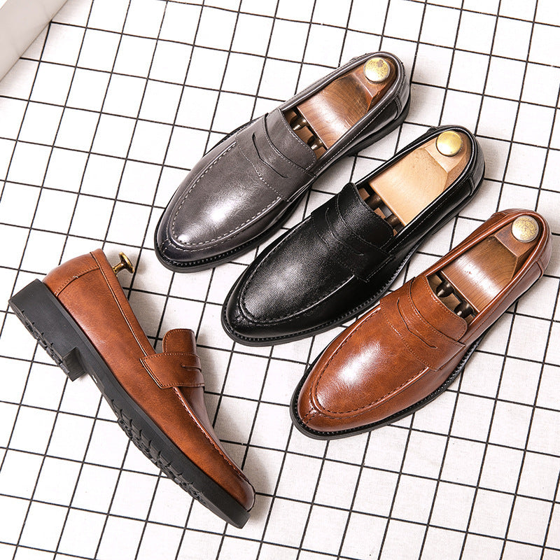 Afslappede retro slip-on herresko med rund snude i britisk stil