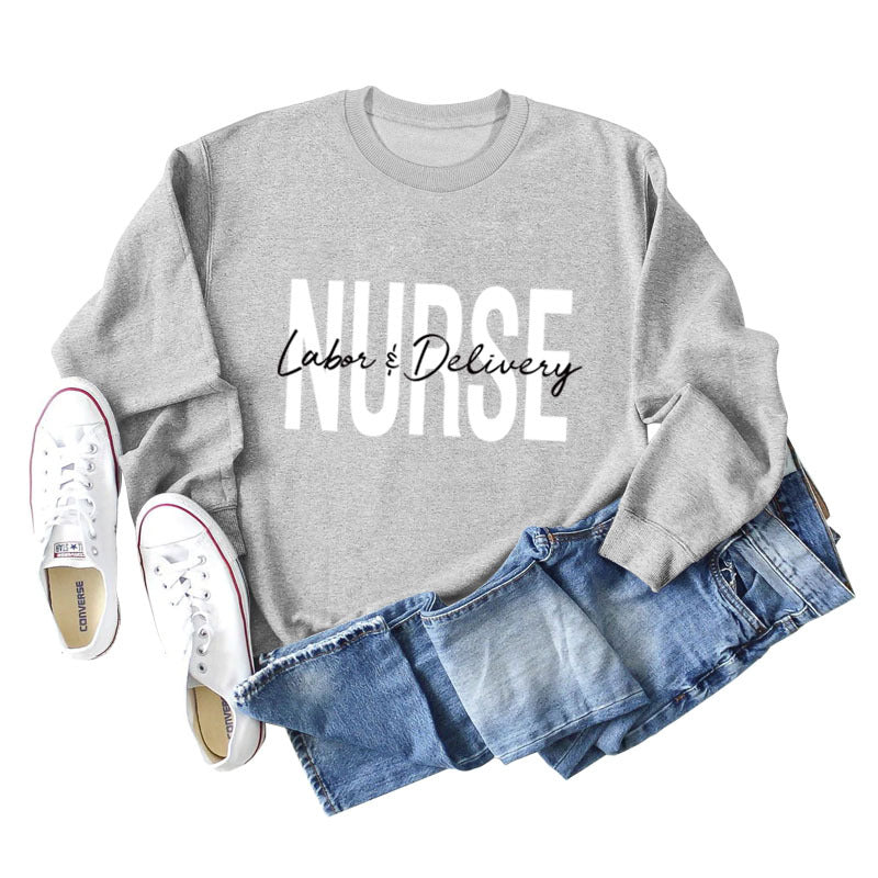Round Neck Letter Printing Loose Plus Size Long Sleeve Sweater