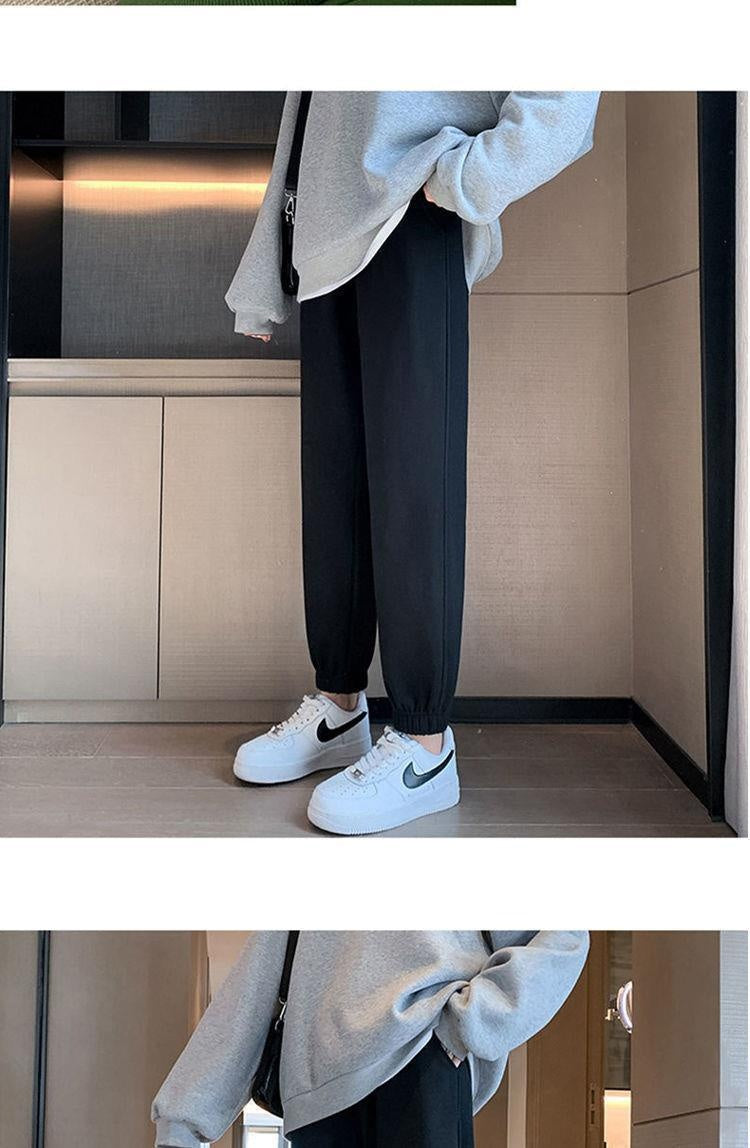 Women's Thickened Gray Loose-fit Casual Pants