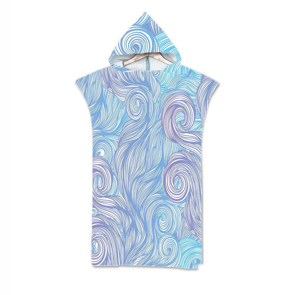 Print Hooded Beach Towel Cape Superfine Fiber