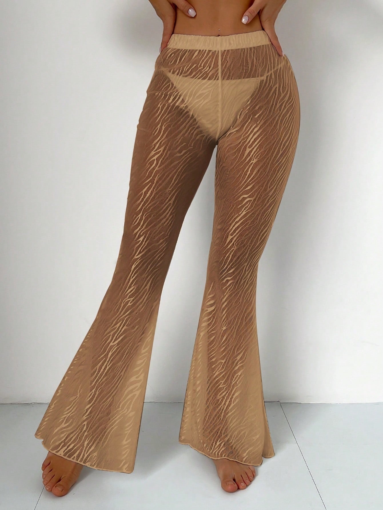Women's Swimsuit Beach Pants Nylon High Elastic Zebra Pattern