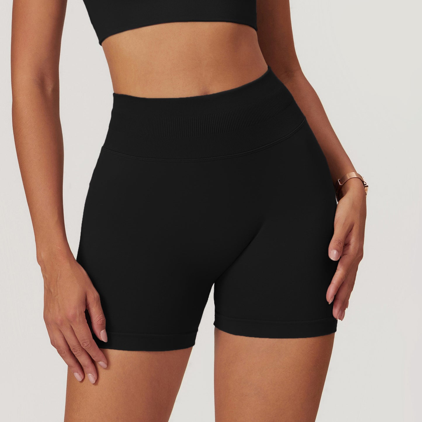 Seamless High Waist Yoga Shorts Skinny Hip Raise Exercise Workout Pants