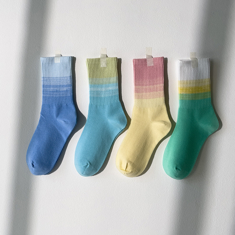 Fashion Gradient Color Street Skateboard Sports Socks