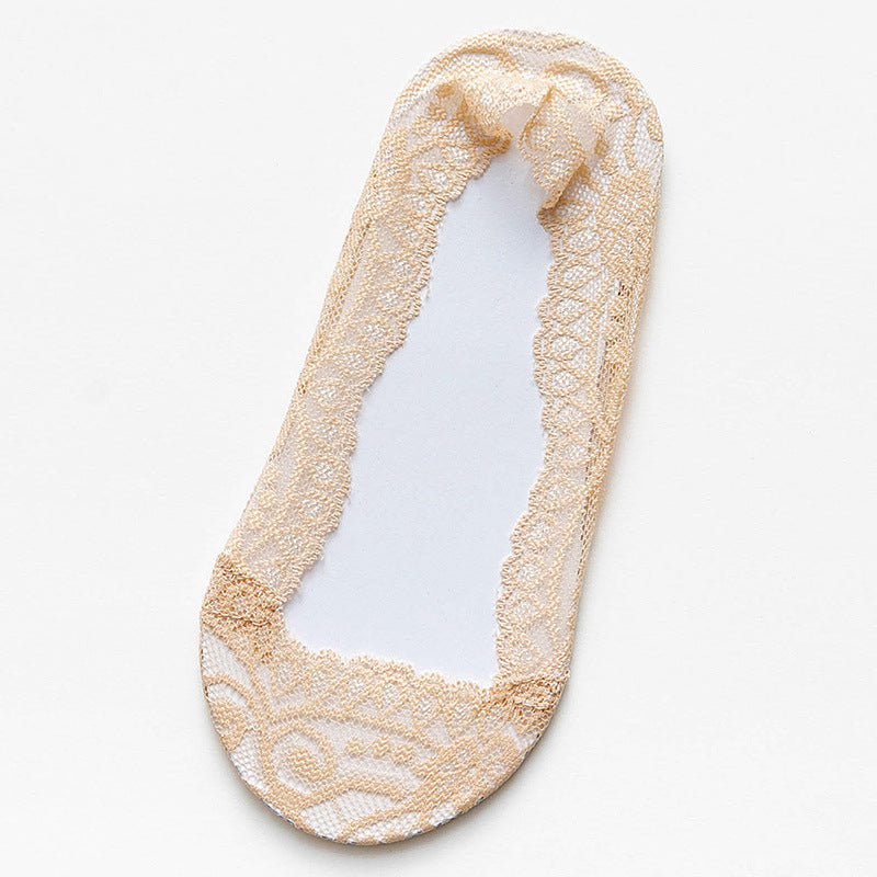 Lace Boat Socks Ladies Silicone Non-slip Shallow Mouth Invisible Socks