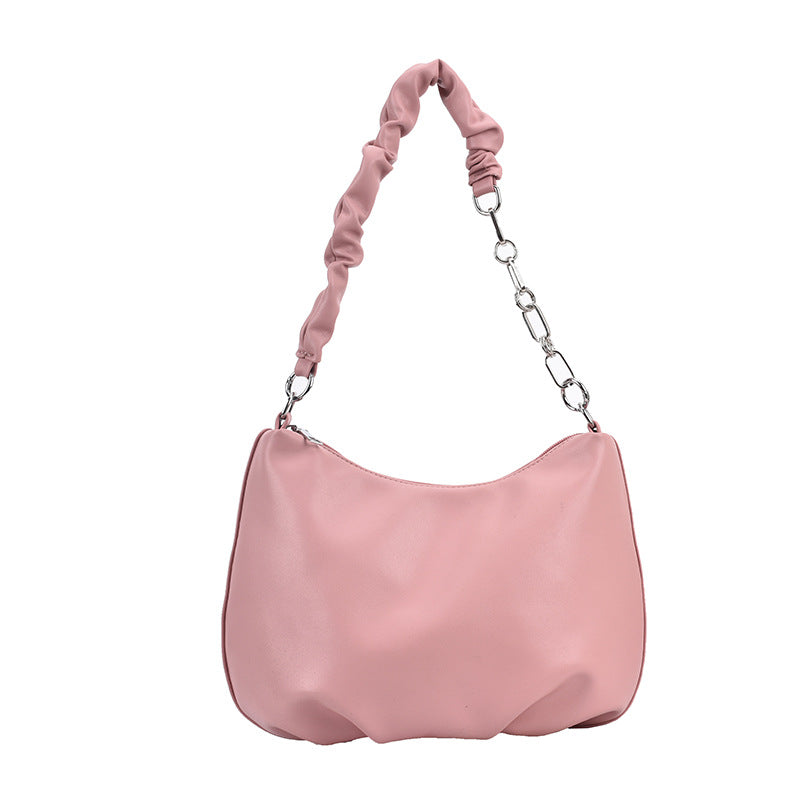 Soft Leather Pearl Chain Small Bag, Shoulder And Armpit Bag