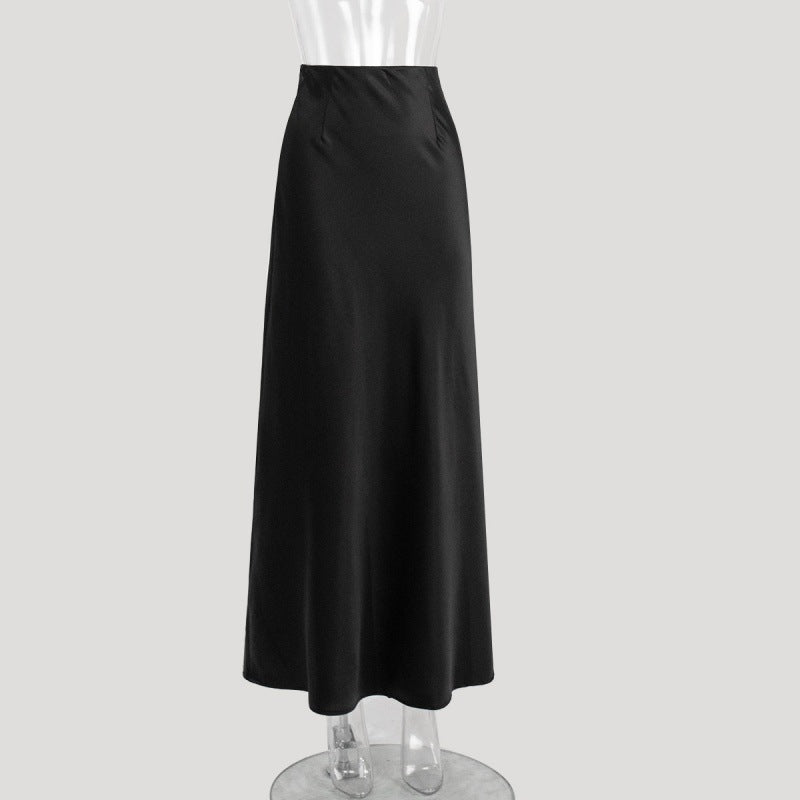 Satin High Waist Sheath Mopping Fishtail Skirt