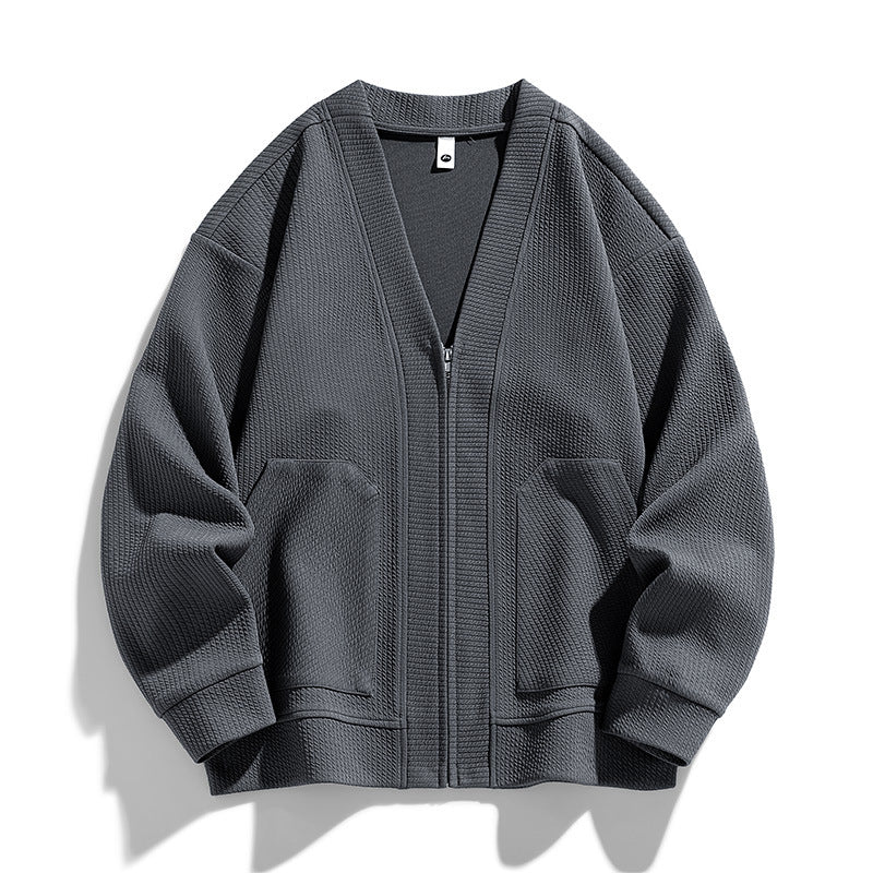 Business Casual Knitted Men's Solid Color Plus-sized Plus-sized Jacket