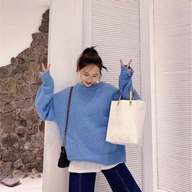 Korean-style Internet-famous Long-sleeve Alpaca Sweater For Women Loose Fit
