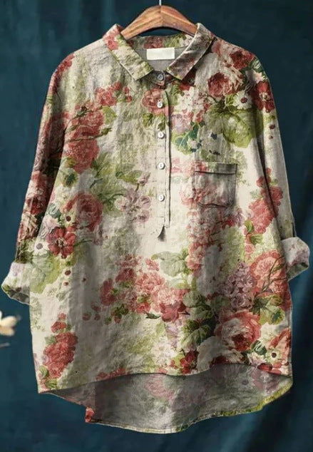 Women's Casual Loose Printed Round Neck Shirt