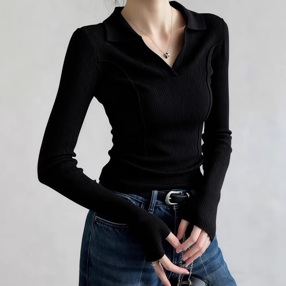 Womens Fashionable Vintage Slim-Fit Knit Sweater