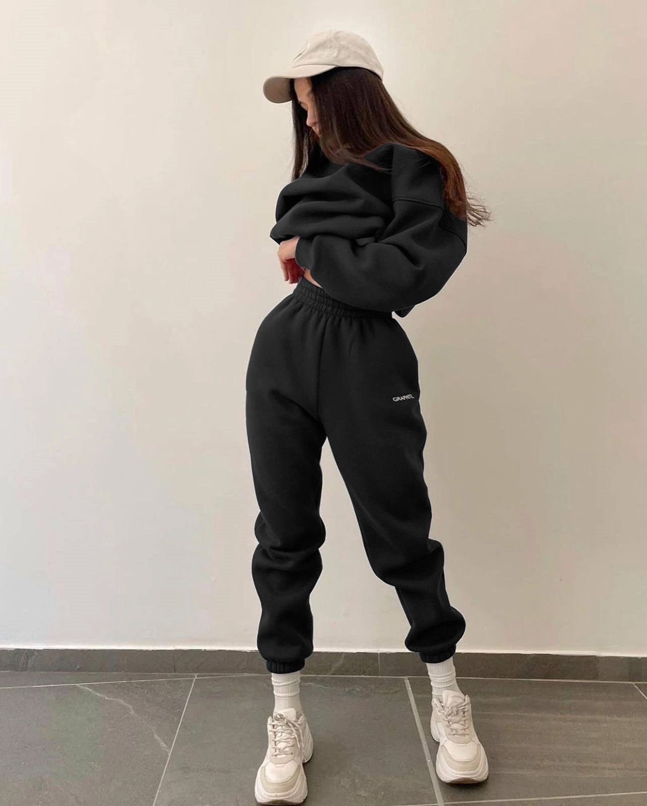 Casual Crew-neck Long-sleeve Pants Set