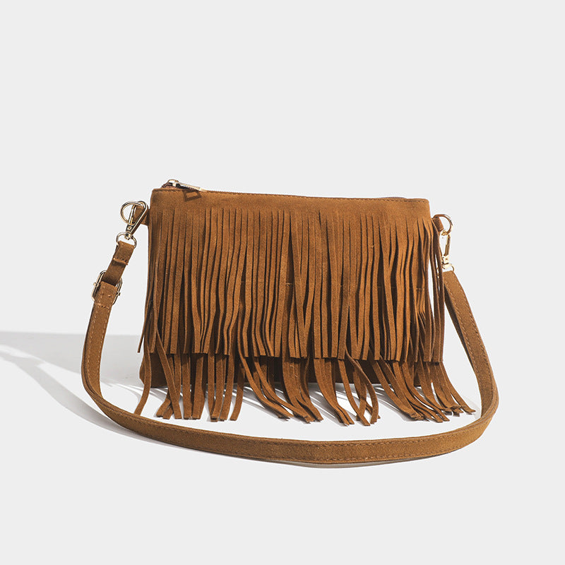 Mat mat vintage damesaddeltaske med kvast