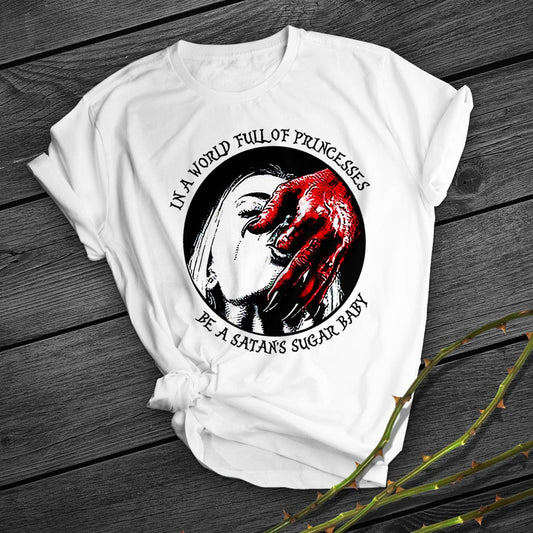 Summer Women's Lie Print White T-Shirt