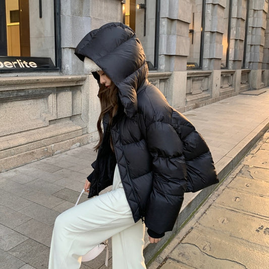 Koreansk Stil Løstsiddende Design Bomuldsforet Casual Jakke